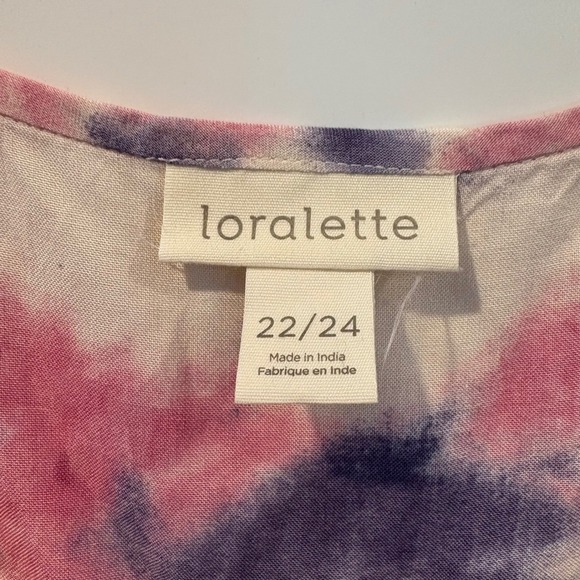 Loralette Plus Size Seashore Maxi Dress Serene Tie Dye Belted Tiered V-Neck - Picture 7 of 10